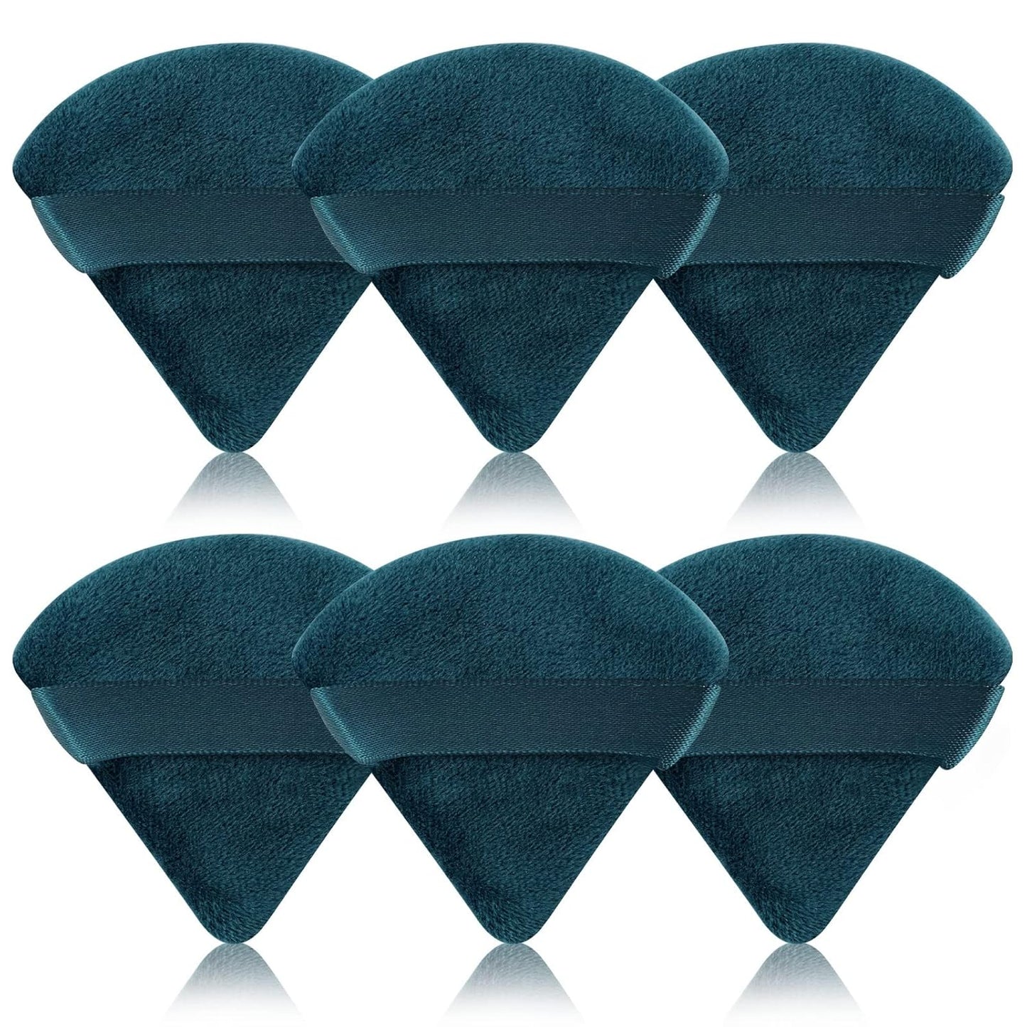 Pimoys 6 Pieces Powder Puff Face Soft Triangle Makeup Puff for Loose Powder Body Powder, Cosmetic Foundation Sponge Velour Setting Powder Puff(Peacock Blue)