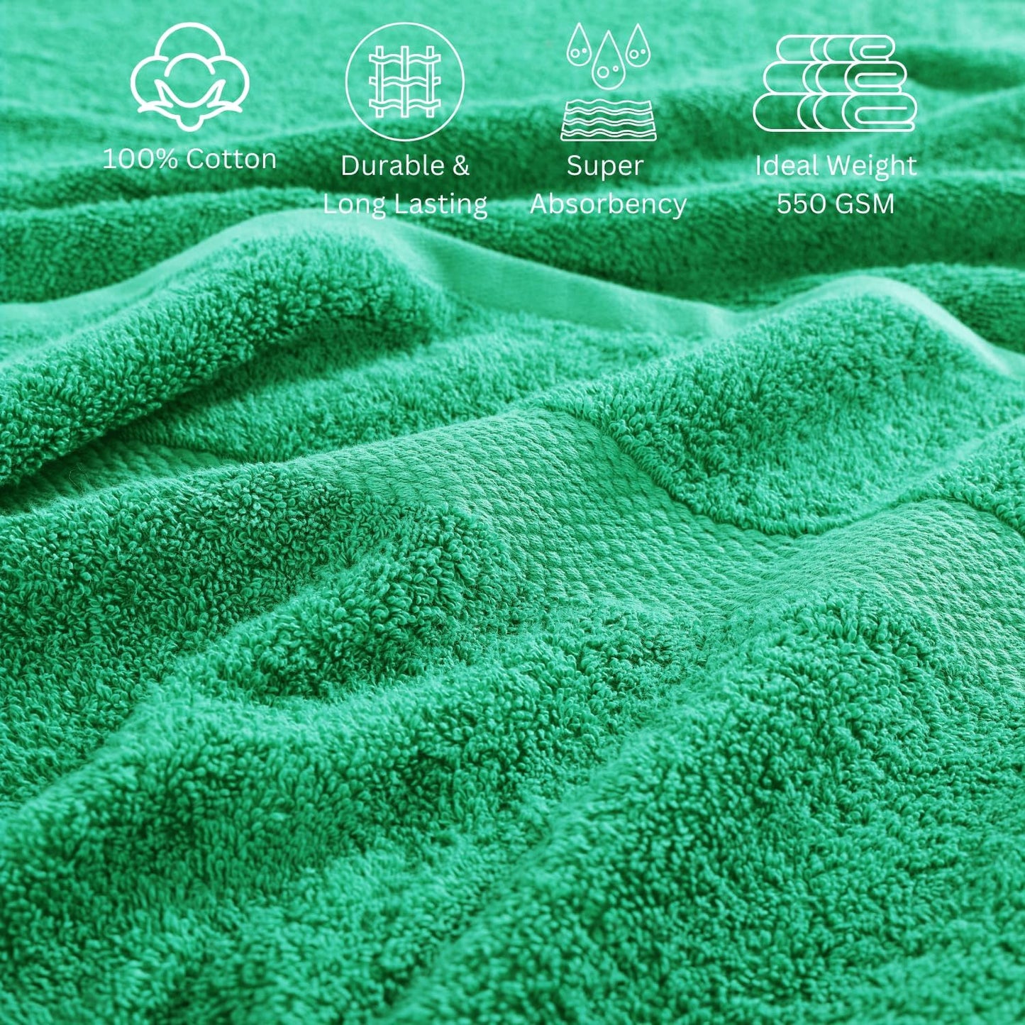 Lane Linen 100% Mercerized Cotton Bathroom Towel Set - 24 Pcs - RingSpun, Quick Dry, Ultra Soft & Absorbent - 2 Bath Sheets, 4 Fingertip, 4 Bath, 6 Hand Towels, 8 Washcloths - Fade Resistant - Emerald