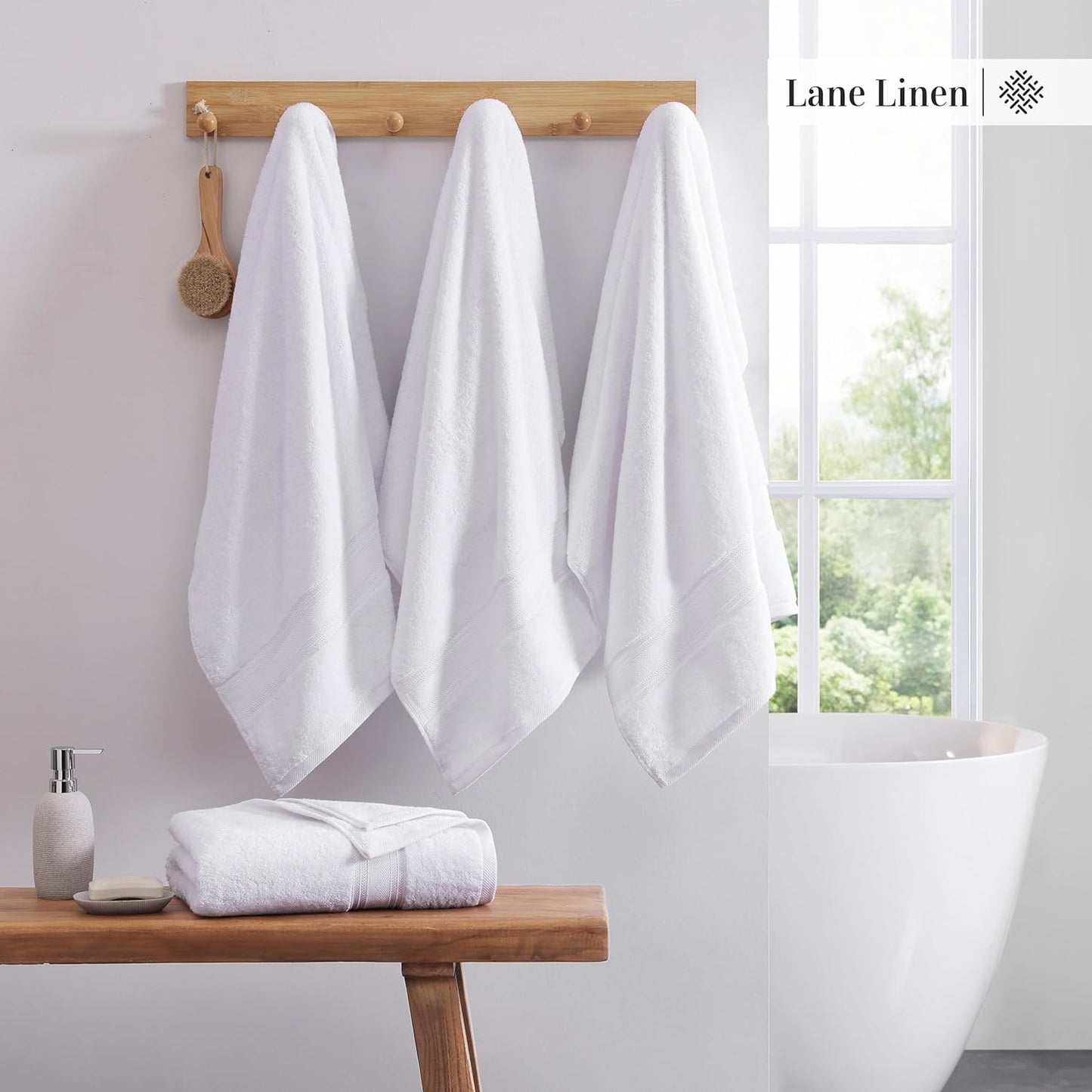 LANE LINEN 100% Cotton 4 Pack Bath Towels (28"x54") - Zero Twist, Cotton - Large Towels for Bathroom - Quick Drying, Highly Soft & Absorbent Shower Towel Set - Hotel & Spa Quality - White Towel Set