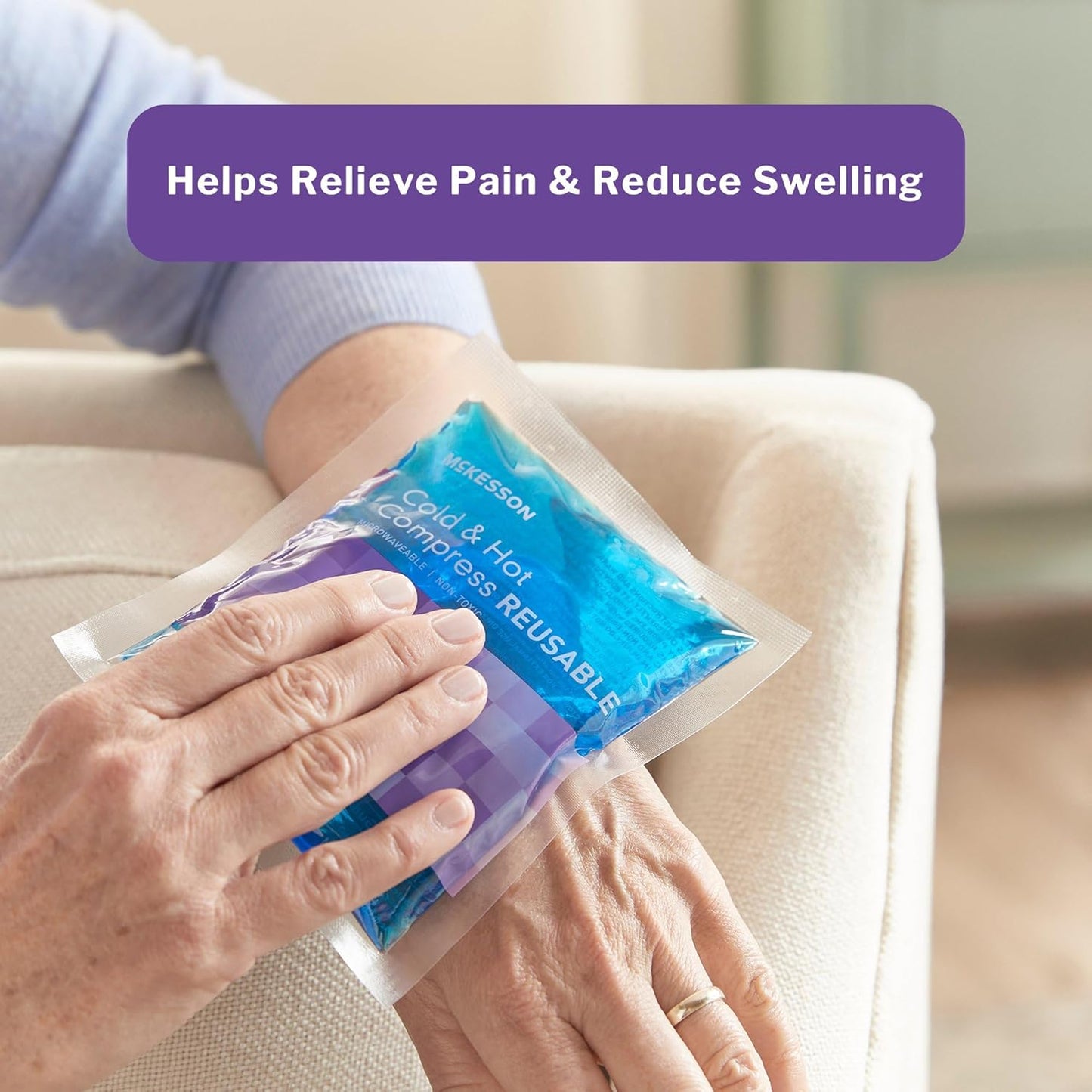 McKesson Cold and Hot Compress Reusable [24 Pack] Gel Ice Hot Packs for Injuries, 6.75 in x 10.5 in