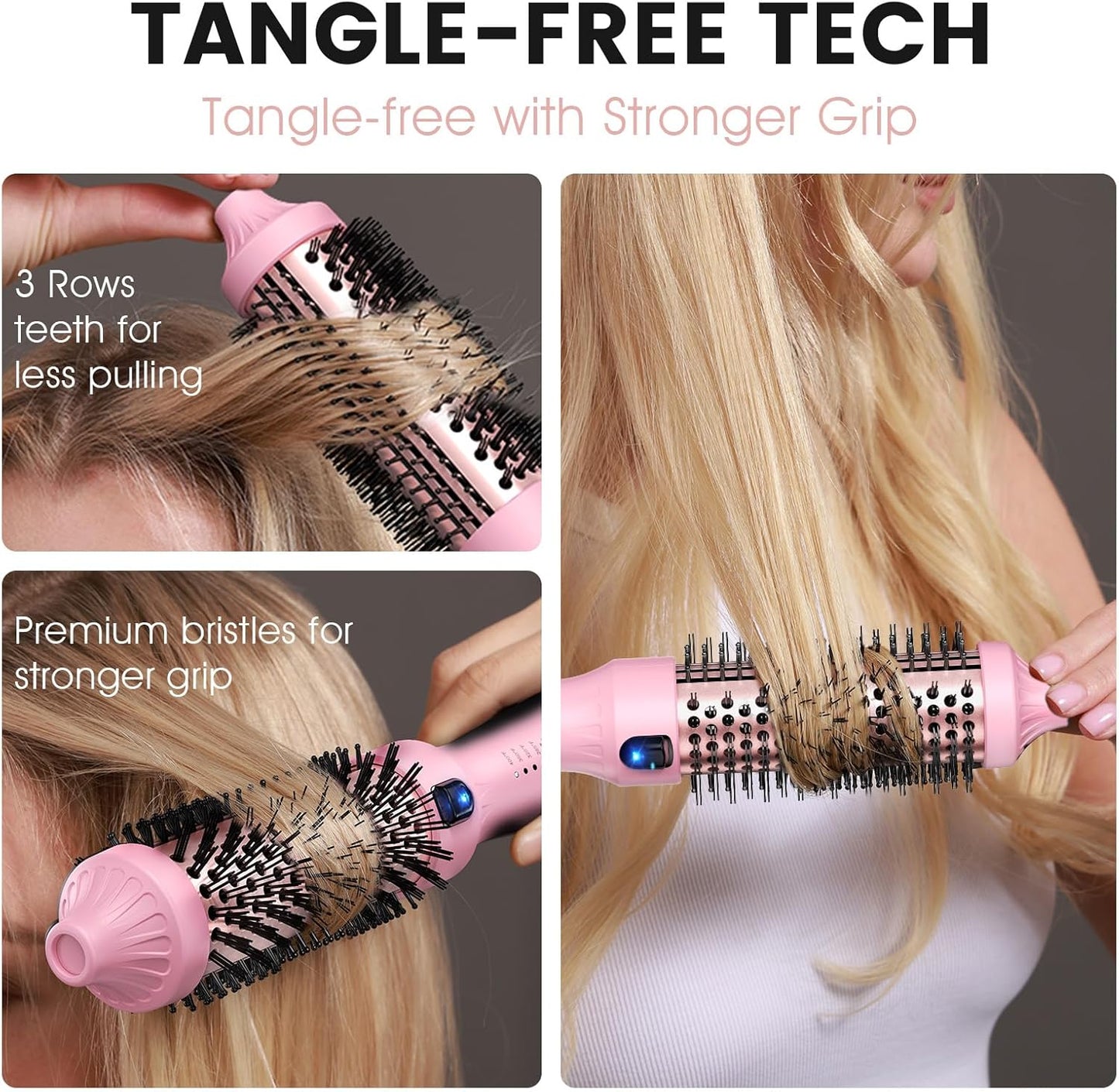 Zavarea Thermal Brush, 1.5 Inch Heated Round Brush for Blowout Look, Hot Styler with 800M Negative Ions & Ceramic for Less Damage & Frizz, Boosts Shine & Easy to Use, Dual Voltage, Youthful Pink