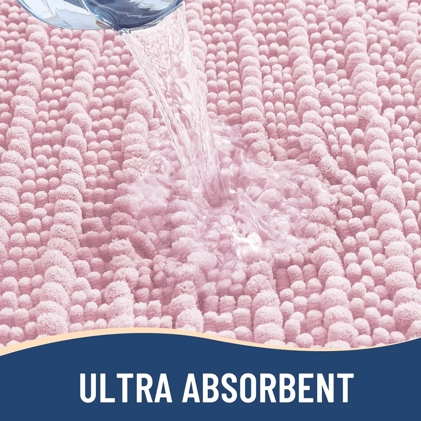 Arotive Luxury Chenille Bathroom Rug Mat, Extra Soft Thick Absorbent Shaggy Bath Rugs, Non-Slip Machine Wash Dry, Plush Bath Mats for Bathroom, Shower and Tub, 24x16, Pink