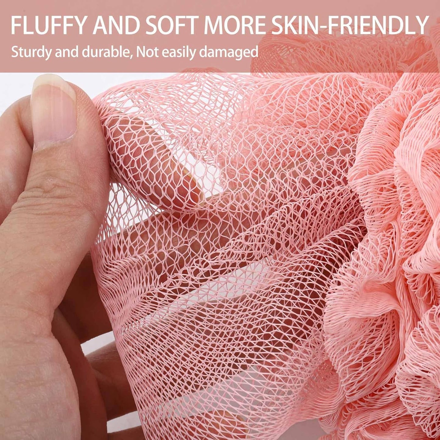 BTYMS 4 Pcs Loofah Sponge 60g/pc Mesh Pouf Bathing Sponges Bath Scrunchies Shower Puff