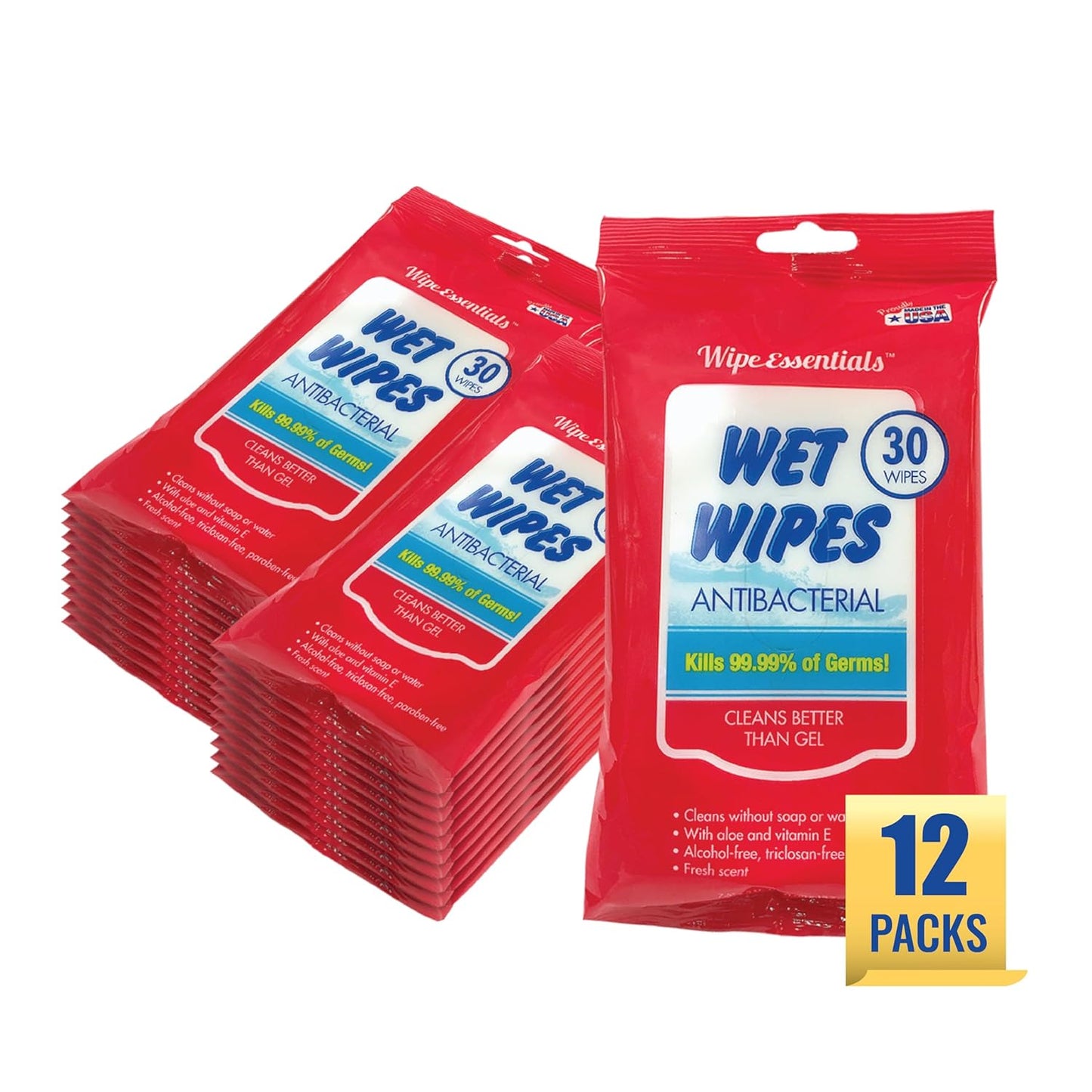 WipeEssentials Hand Sanitizer Wipes, Hand Wipes for Adults and Kids - 360 wipes - 12 Packs of 30ct Hand Sanitizing Wipes, Travel Essentials