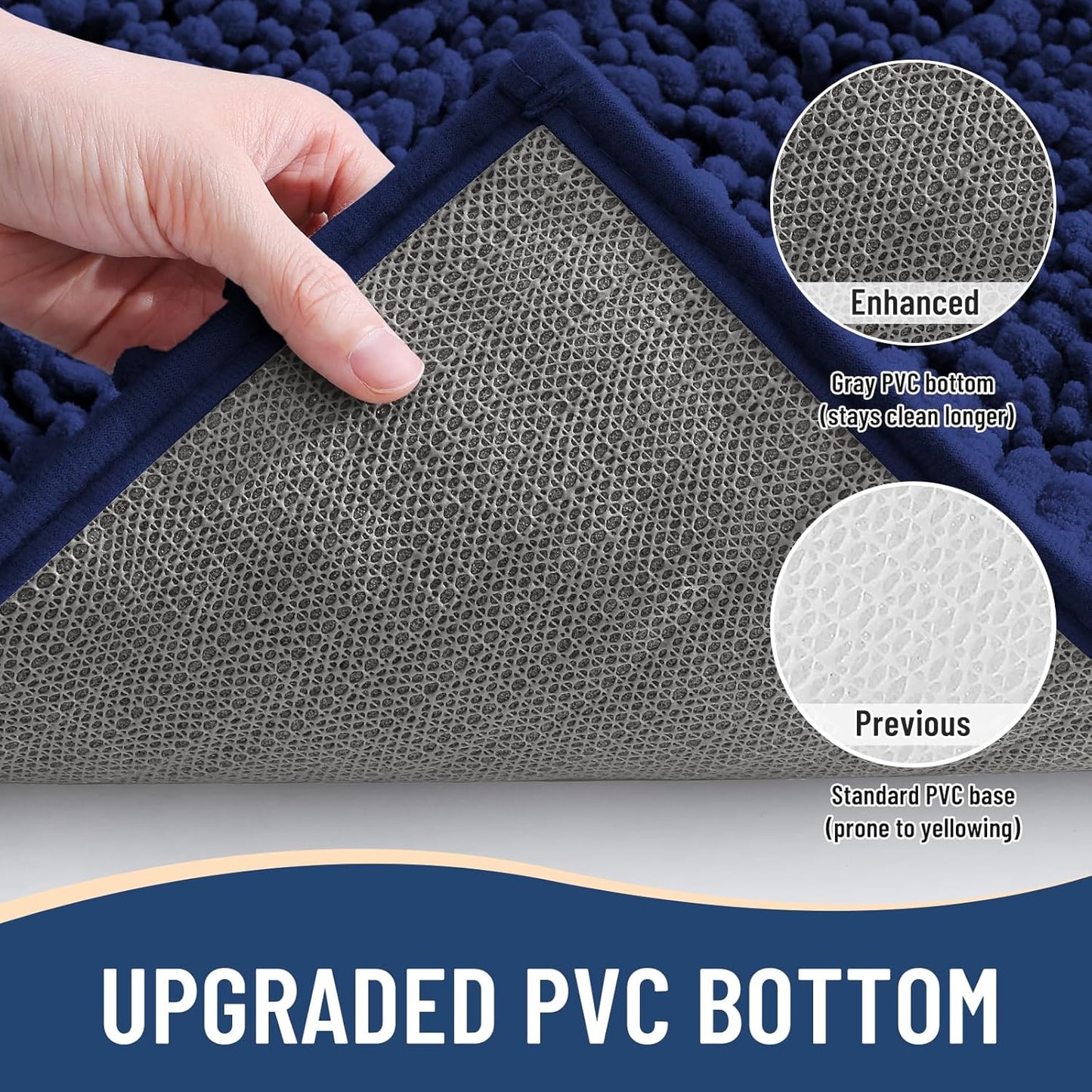 Arotive Luxury Round Chenille Bathroom Rug Mat, Extra Soft Thick Absorbent Shaggy Bath Rugs, Non-Slip Machine Wash Dry Plush Bath Mats for Bathroom, Shower and Tub, 24x24, Navy