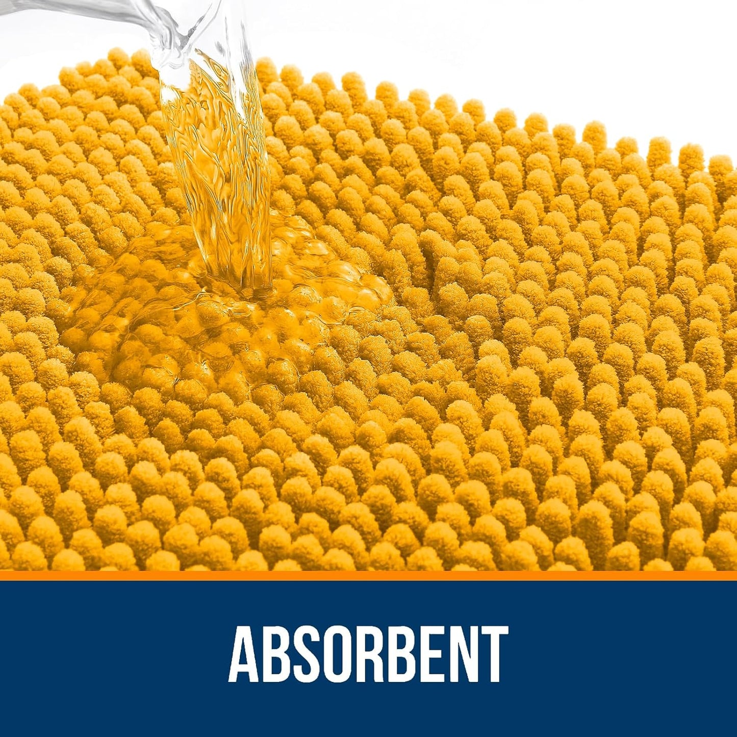 OLANLY Bathroom Rugs 24x16, Extra Soft Absorbent Chenille Bath Rugs, Rubber Backing Quick Dry, Machine Washable Bath Mats for Bathroom Floor, Tub and Shower, Home Decor Accessories, Golden Yellow