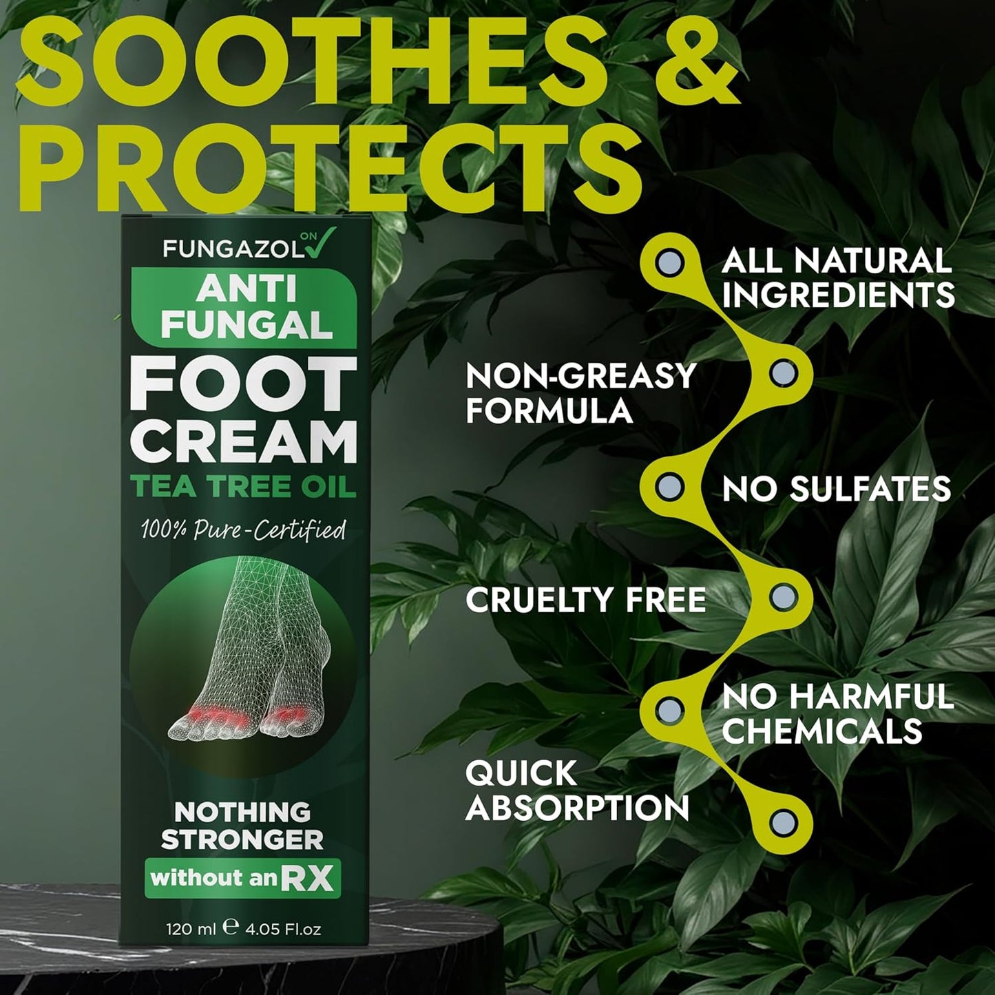 Foot Cream with Tea Tree Oil | Antifungal Cream to Soothes Cracked Heels, Dry Skin & Itchy Feet | Helps with Athlete’s Foot, Nail Fungus & Jock Itch | Relieves Itching & Burning | 4.05 fl oz