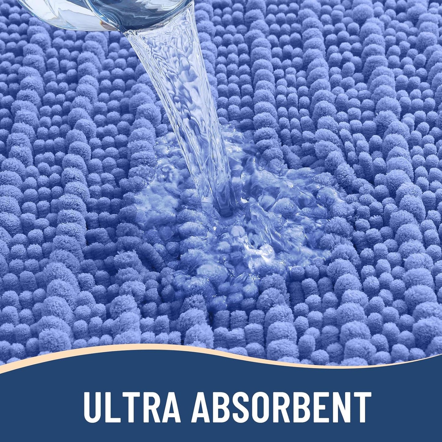 Arotive Luxury Chenille Bathroom Rug Mat, Extra Soft Thick Absorbent Shaggy Bath Rugs, Non-Slip Machine Wash Dry, Plush Bath Mats for Bathroom, Shower and Tub, 24x16, Cornflower Blue