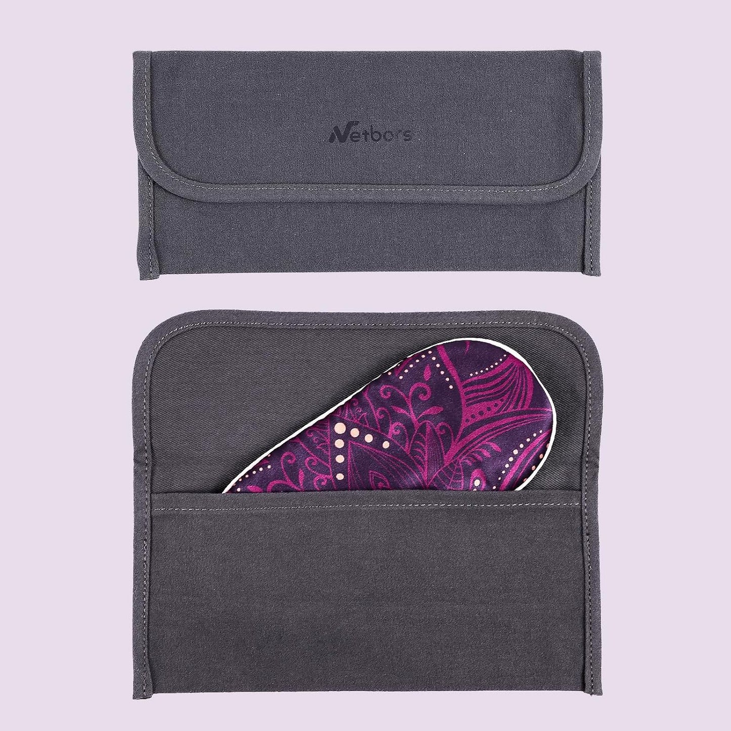 Luxury Silk Sleep Mask with 22mm Mulberry Silk, Velvet Elastic Band, Heat Therapy Pocket, and Travel Pouch, Purple Color