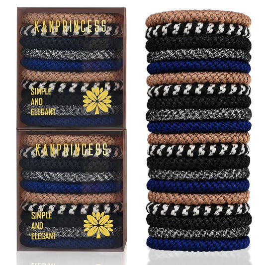 20Pcs Hair Ties For Thick Hair, Strong Stretchy Hair Bands For Women Girls, No Slip Braided Hair Ties No Damage, Ponytail Holders-Exceptionally Secure with Gentle Hold (Set 3)