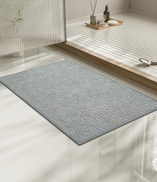 chakme Bathroom Rugs Mat 24x17, Ultra Thin Non Slip Bath Mat Small Quick Dry Absorbent Bath Mat for Bathroom Floor, (Light Grey, 24"x17")