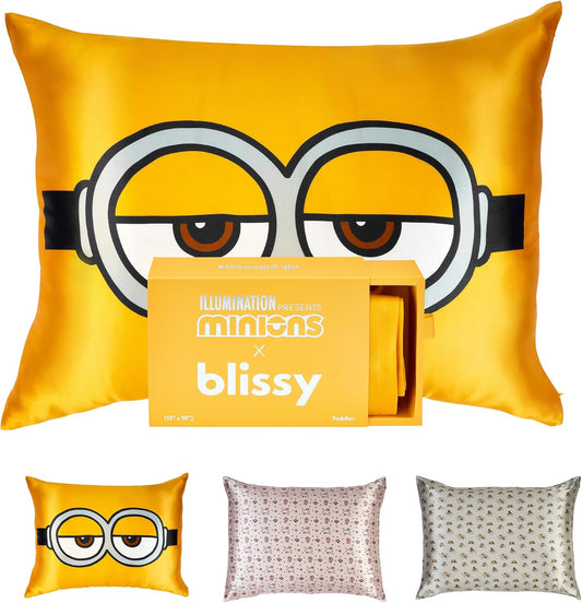 Blissy Silk Pillowcase - 100% Pure Mulberry Silk - 22 Momme 6A High-Grade Fibers - Silk Pillow Cover for Hair & Skin - Regular, Queen & King (Minion, 20" x 36" (Pack of 1))