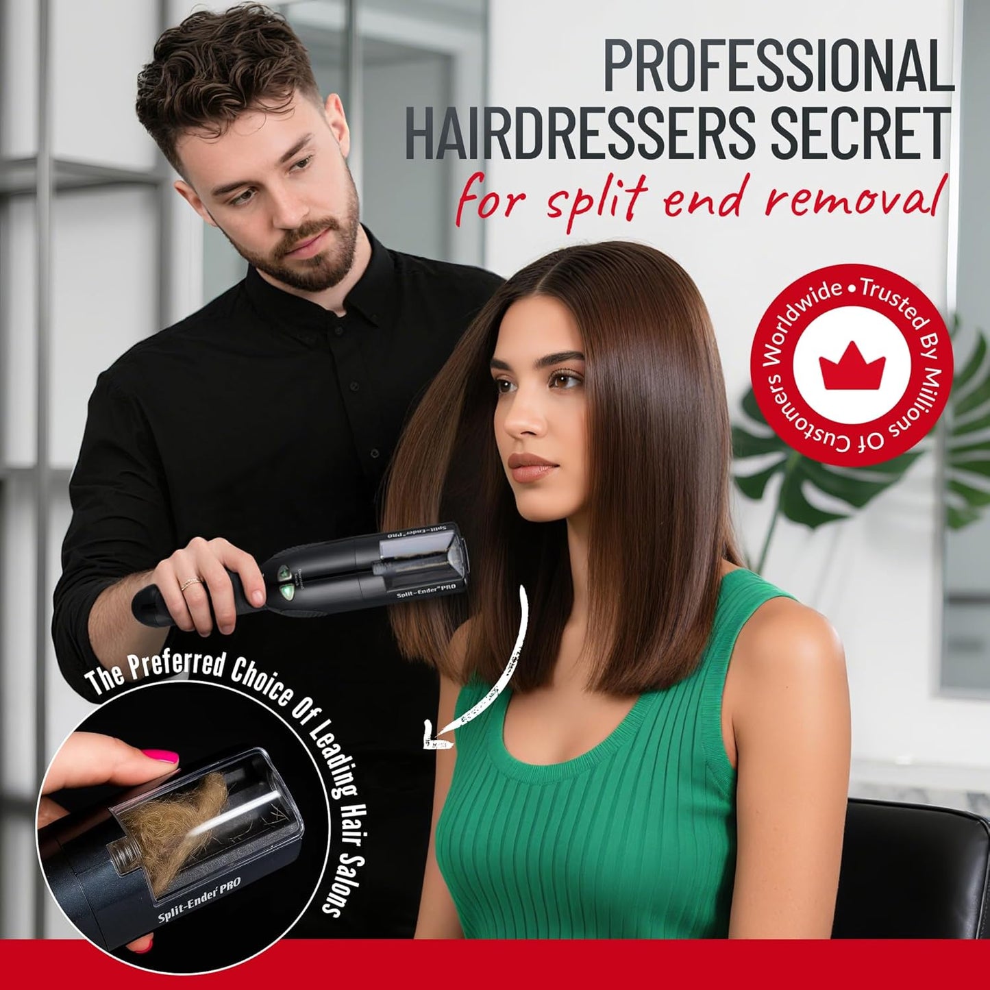 Split Ender PRO - Professional Hair Trimmer with Charging Station, Automatic Split End Remover for Frizzy, Dry, Damaged, Colored, Broken, Curly, Straight or Bleached Hair Types, Hair Styling Tool