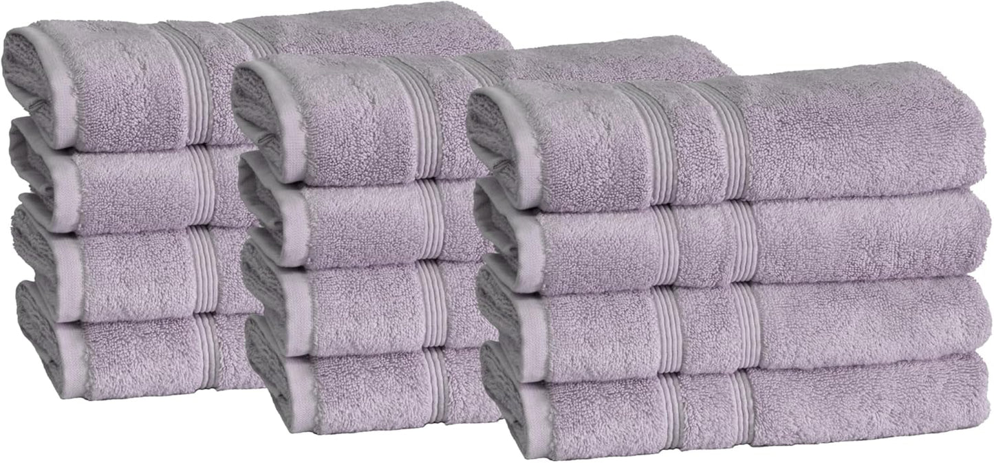 Mosobam Luxury Turkish Set of 12 Hand Towels 16X30 Lavender Aura 700 GSM Bamboo Viscose & Aegean Turkish Combed Cotton