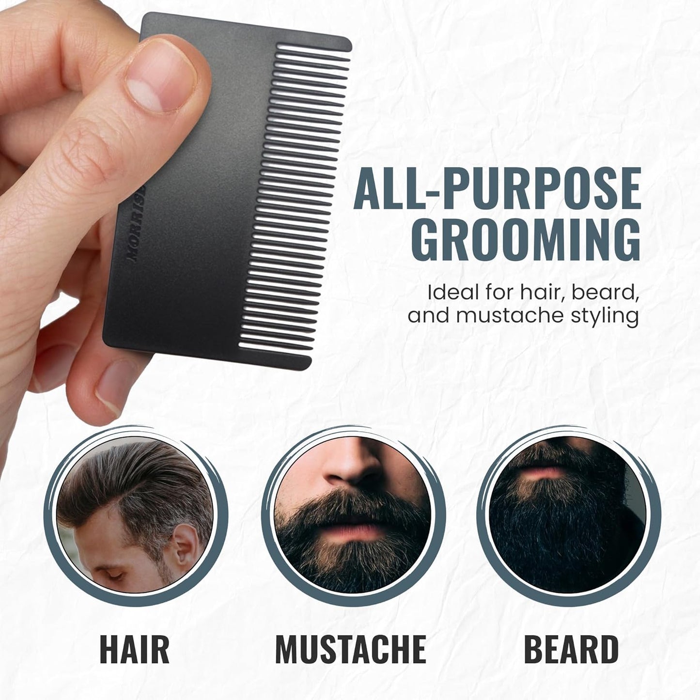 3 Pack Mini Hair & Mustache Styling Comb Kit - Anti-Static Portfolio Combs for Men's Beard Care, Grooming and Detangling - On-The-Go