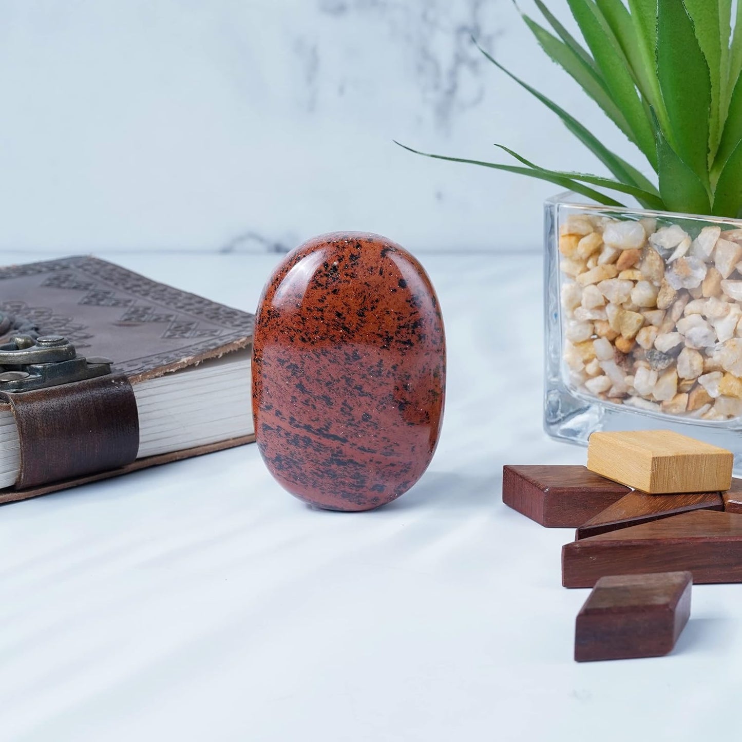 Crocon 50mm Mahogany Obsidian Large Palm Stone 900+ Carats Pocket Massage Worry Stones for Natural Chakra Balancing Reiki Healing Stones & Crystal Healing Massage Spa Energy Crystals Gifts for Women