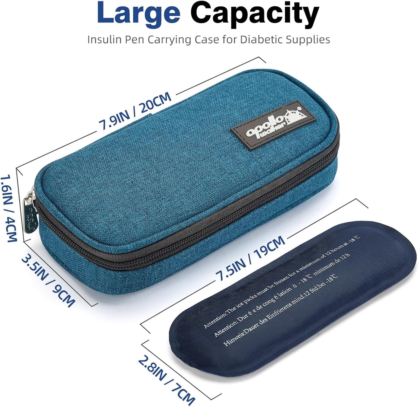 apollo walker Insulin Cooler Travel Case Diabetic Medication Cooler with Ice Packs and Insulation Liner insulin cooler travel case tsa approved