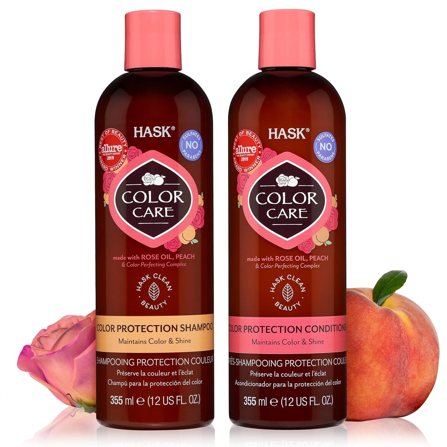 HASK Color Care Shampoo + Conditioner Set for Color-Treated Hair | Sulfate-Free, Paraben-Free, Gluten-Free, Vegan, Cruelty-Free, Color Safe | 12oz each