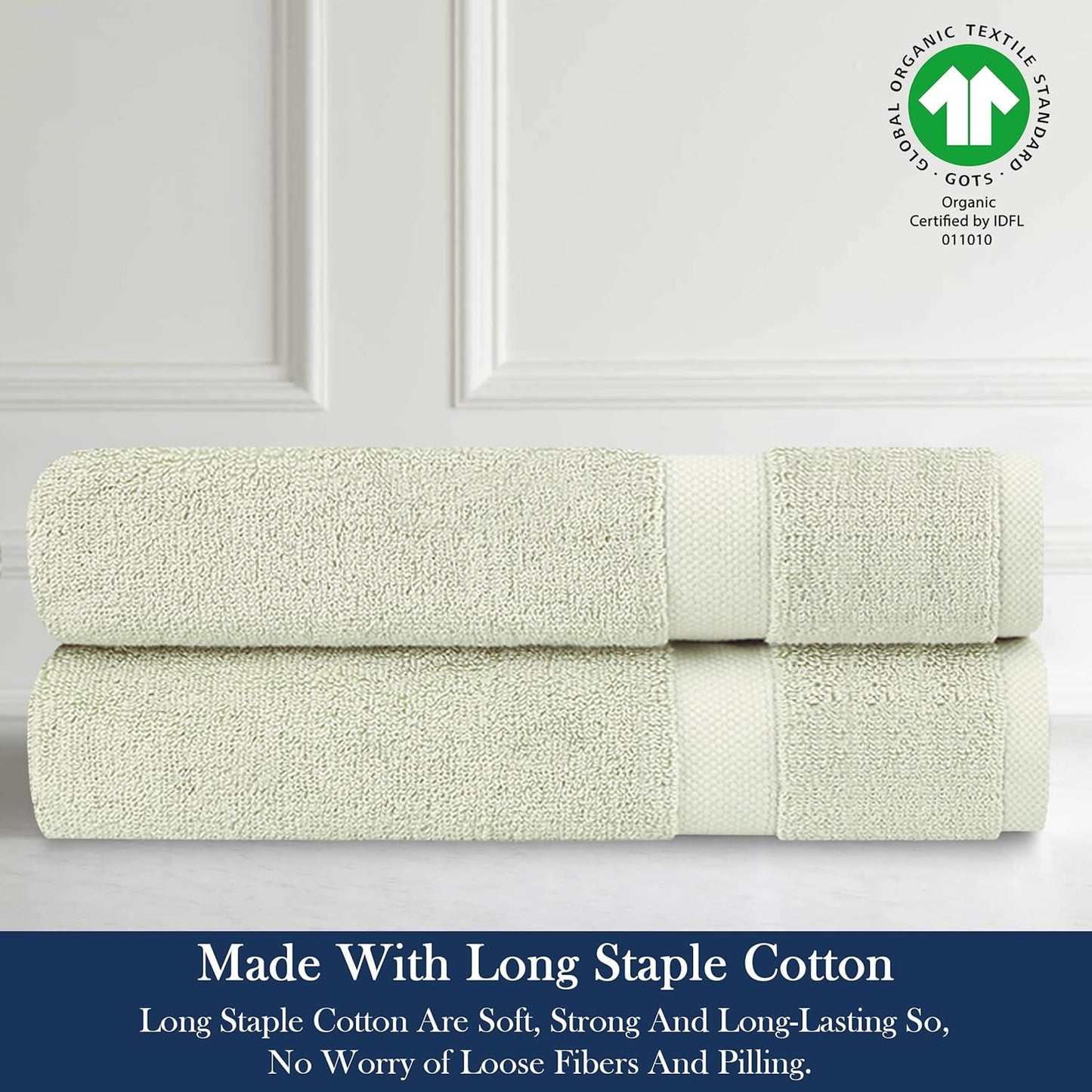 Delara Organic Cotton Luxuriously Plush Hand Towel Pack of 2 | GOTS & OEKO-TEX Certified | Premium Hotel Quality Towels | Feather Touch Technology|650 GSM Long Staple|Soft, Quick Dry & Ultra-Absorbent