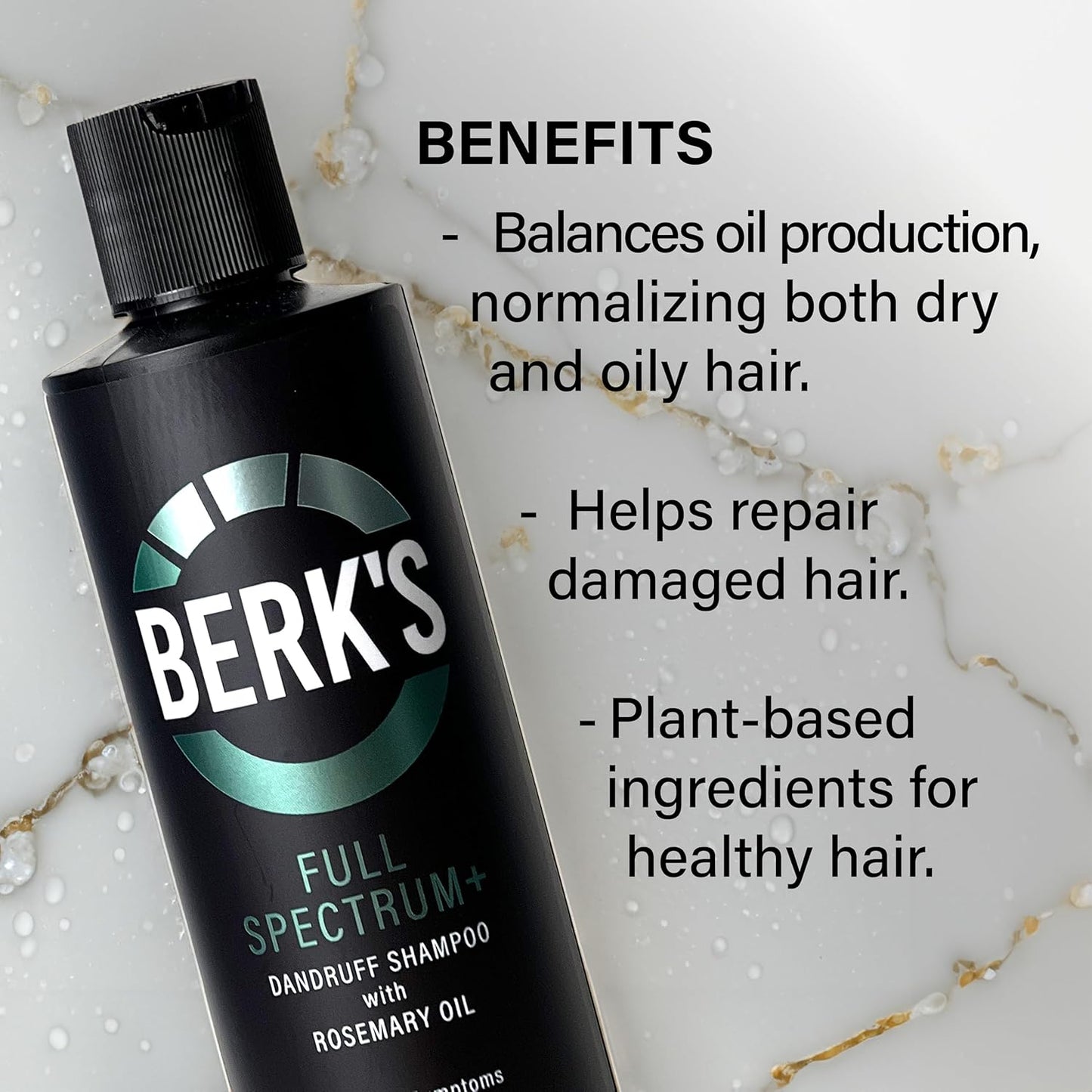 Berk's Full Spectrum Dandruff Shampoo with Coal Tar, Salicylic Acid, Sulfur, and Rosemary Oil, 8 Fl Oz (2-pack)