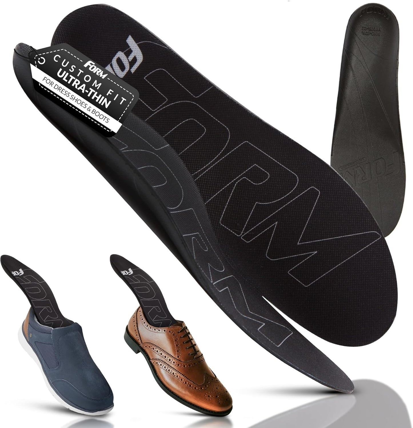 Ultra-Thin Plantar Fasciitis Insoles Designed for Comfort & Maximum Pain Relief, Ideal for Dress Shoes & Boots | Black (Women's 5.5-6)