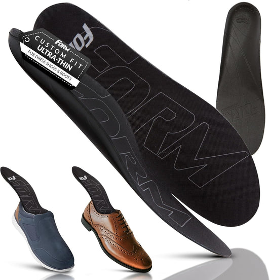 Ultra-Thin Plantar Fasciitis Insoles Designed for Comfort & Maximum Pain Relief, Ideal for Dress Shoes & Boots | Black (Women's 6.5-7)