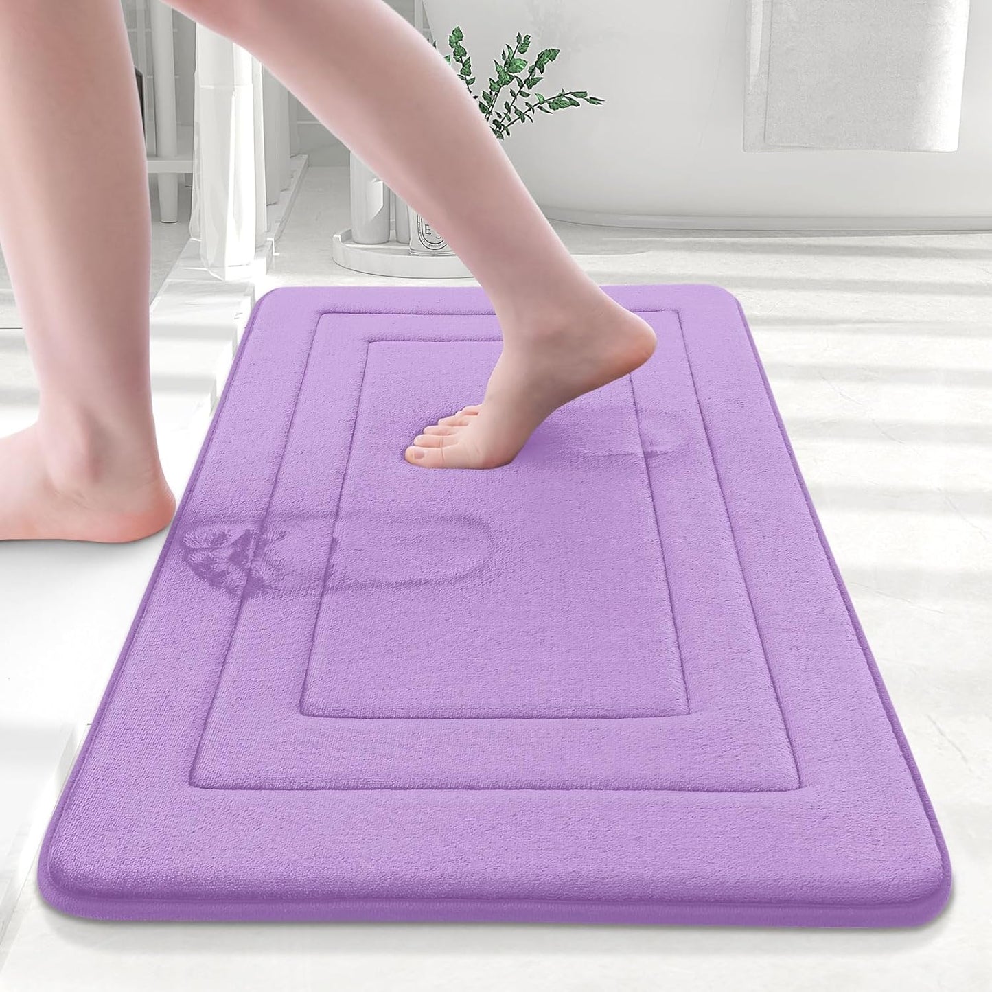 Arotive Memory Foam Bathroom Rug Mat 24x16, Ultra Soft and Absorbent Bath Mat, Machine Wash Dry, Comfortable Bath Rug Carpet for Bathroom Floor, Tub and Shower, Lavender