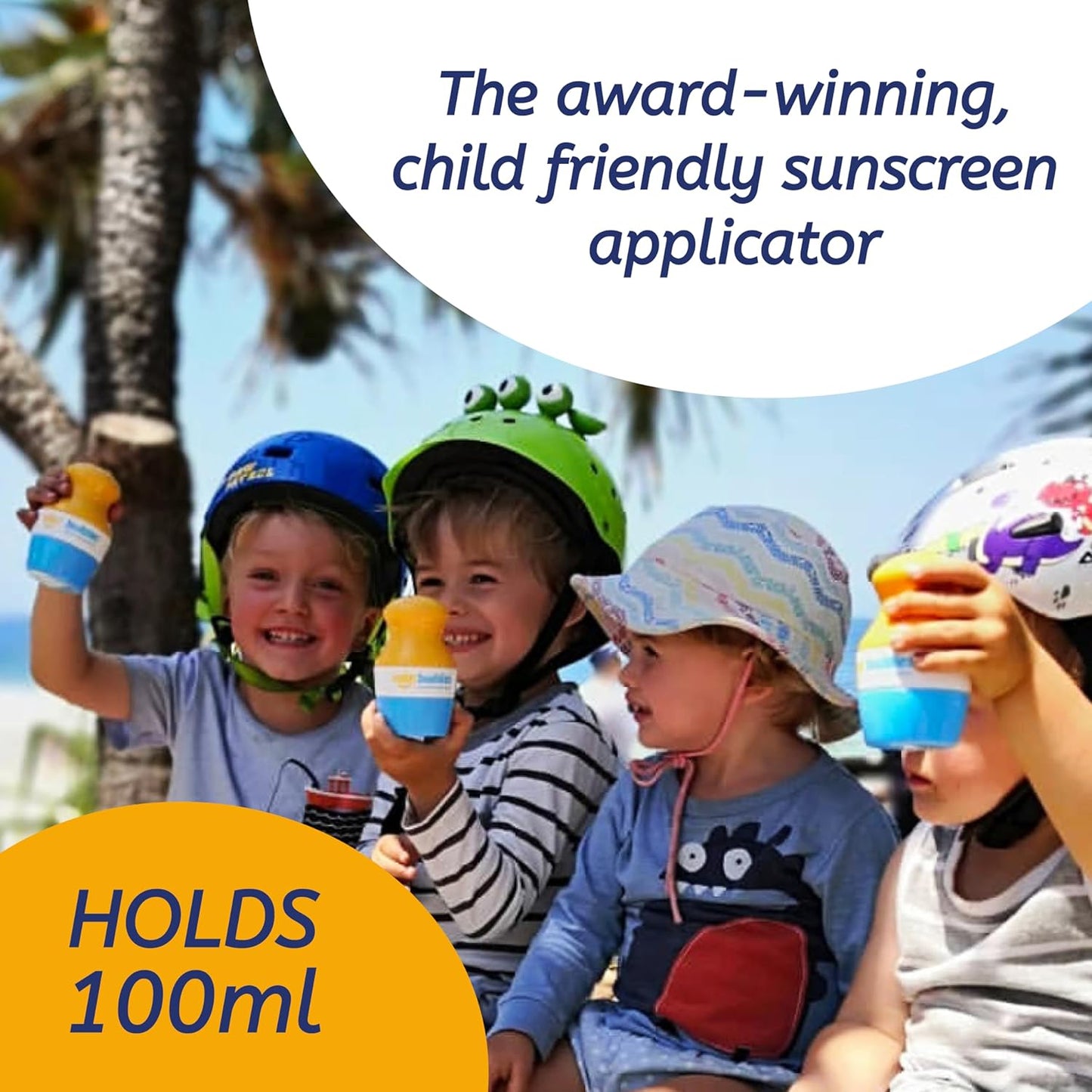 Solar Buddies Sunscreen Applicator - Single Blue - Refillable Roll on Sponge Sunscreen, Suncream & Lotion Applicator For Kids, Adults & Families - Holds 3.4fl oz, Perfect Size for Travel
