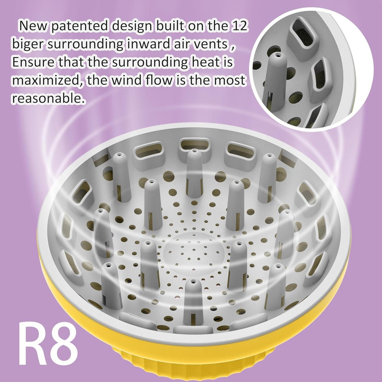 Universal Curly Hair Diffuser,for Curly and Natural Wavy Hairr (Yellow)