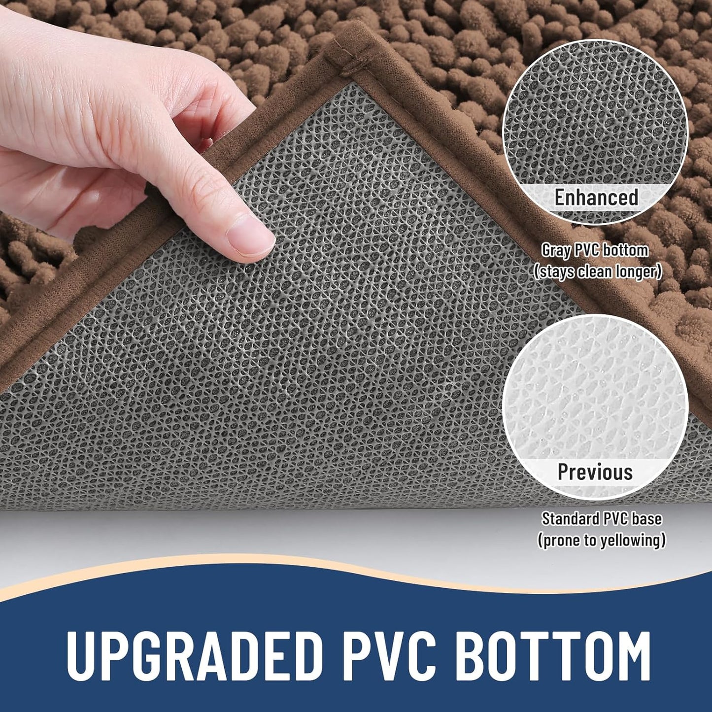 Arotive Luxury Chenille Bathroom Rug Mat, Extra Soft Thick Absorbent Shaggy Bath Rugs, Non-Slip Machine Wash Dry, Plush Bath Mats for Bathroom, Shower and Tub, 36x24, Mocha