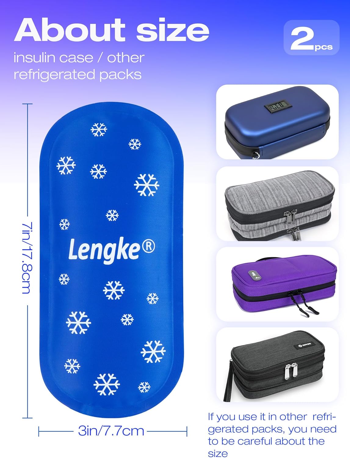 Leng Ke TSA Approved Ice Packs 2 Pcs, 100g Travel Ice Packs for Insulin Cooler Travel Case, Reusable Ice Packs for Travel