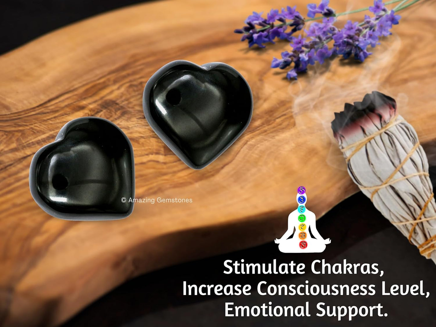 Amazing Gemstone Black Obsidian Crystal Heart Palm Stone - Pocket Massage Worry Stone for Natural Body Chakra Balancing, Reiki Healing and Crystal Grid