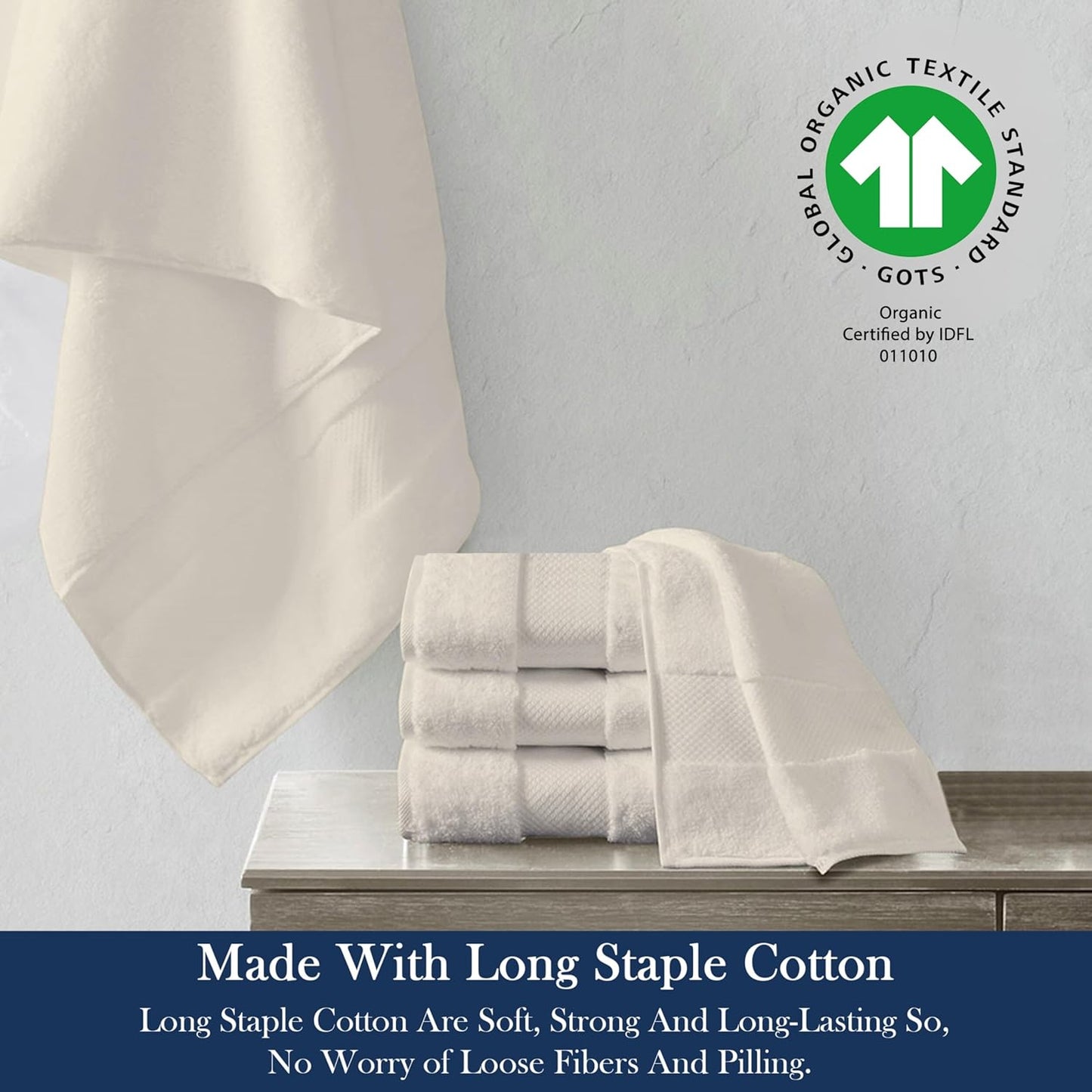 Delara Organic Cotton Luxuriously Plush Bath Towel Pack of 4 | GOTS & OEKO-TEX Certified | Premium Hotel Quality Towels | Feather Touch Technology|650 GSM Long Staple|Soft, Quick Dry & Ultra-Absorbent