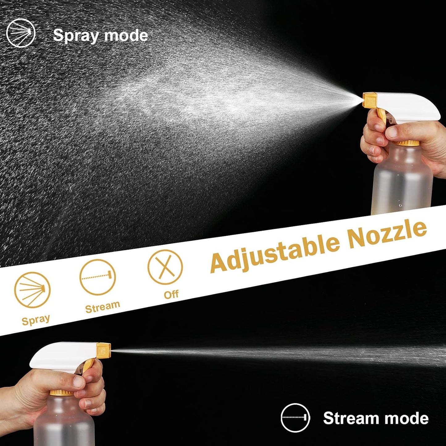 Spray Bottles 16.9oz/500ml Plastic Spray Bottle for Hair Mist/Stream Empty Spray Bottle Heavy Duty Refillable Containers for Cleaning Solutions, Plants Gradient 2 Pack (Yellow)