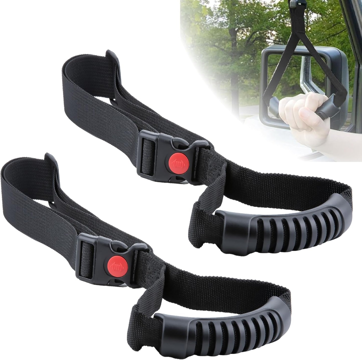 2 PCS Car Adjustable Grab Handles, Car Handle Assist, Safety Handle Portable Vehicle Support Grab Bar for Trucks, SUVs, Jeeps, Vans, Cars and ATVs (Black)