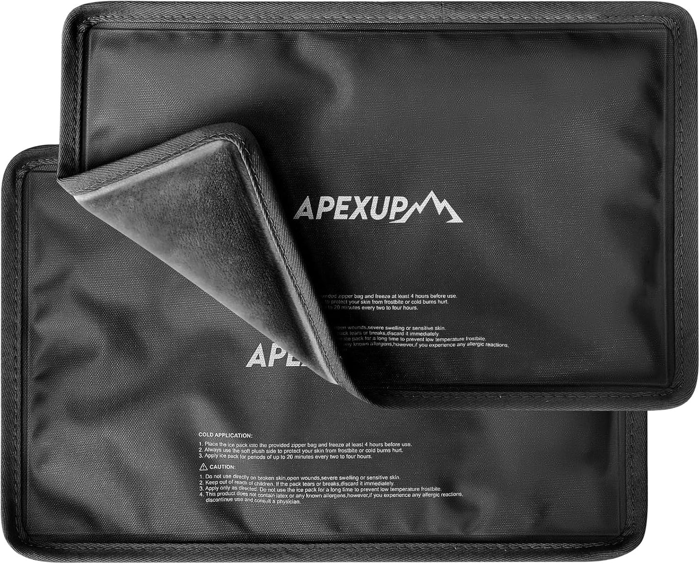 APEXUP Gel Ice Packs for Injuries Reusable, Flexible Double Sided Cold Packs for Injuries, Ice Pack for Knee, Shoulder, Back, Hip, Leg, Arm (Black, S, 2PK)