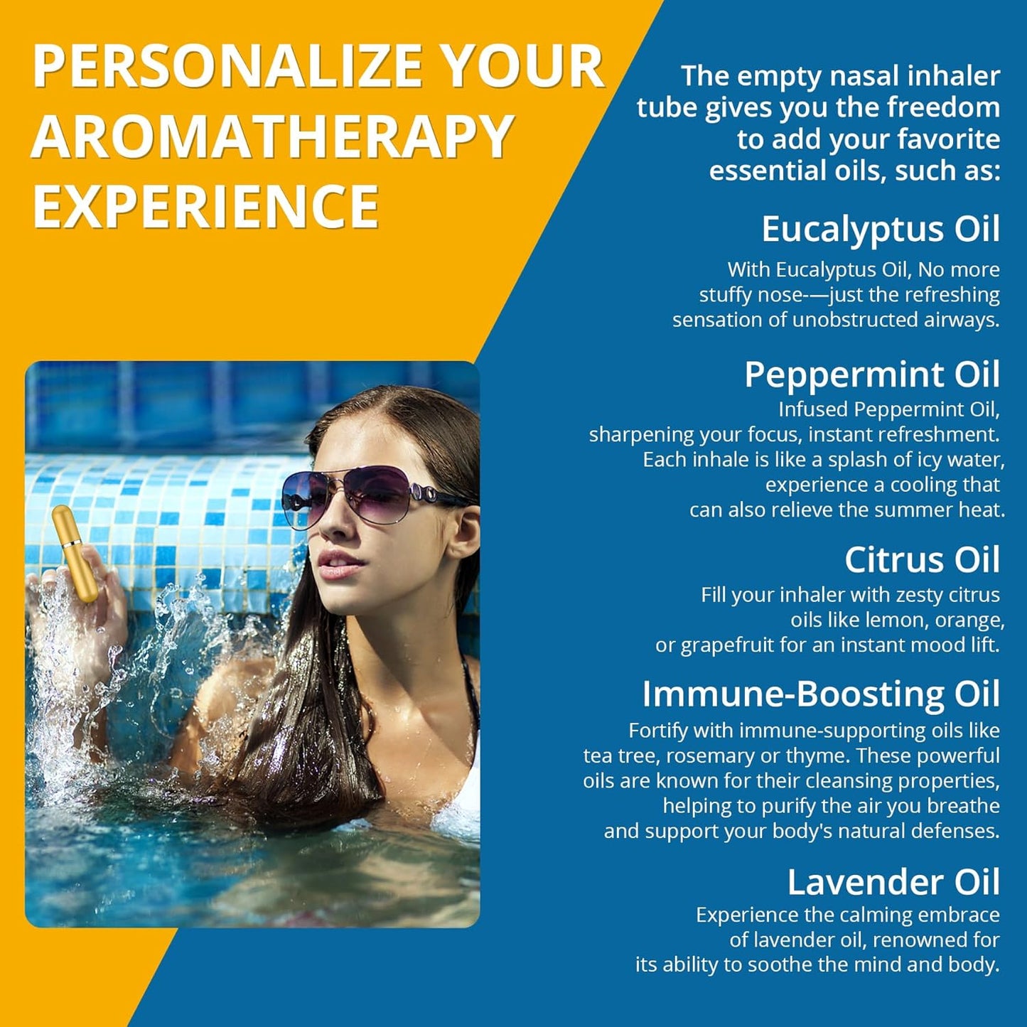 6 Pack Aromatherapy Nasal Inhaler Tubes for Essential Oils, Portable Reusable Blank Aluminum Nasal Inhalers with 2 Mini droppers 24 Cotton Wicks and 24 Writable Stickers