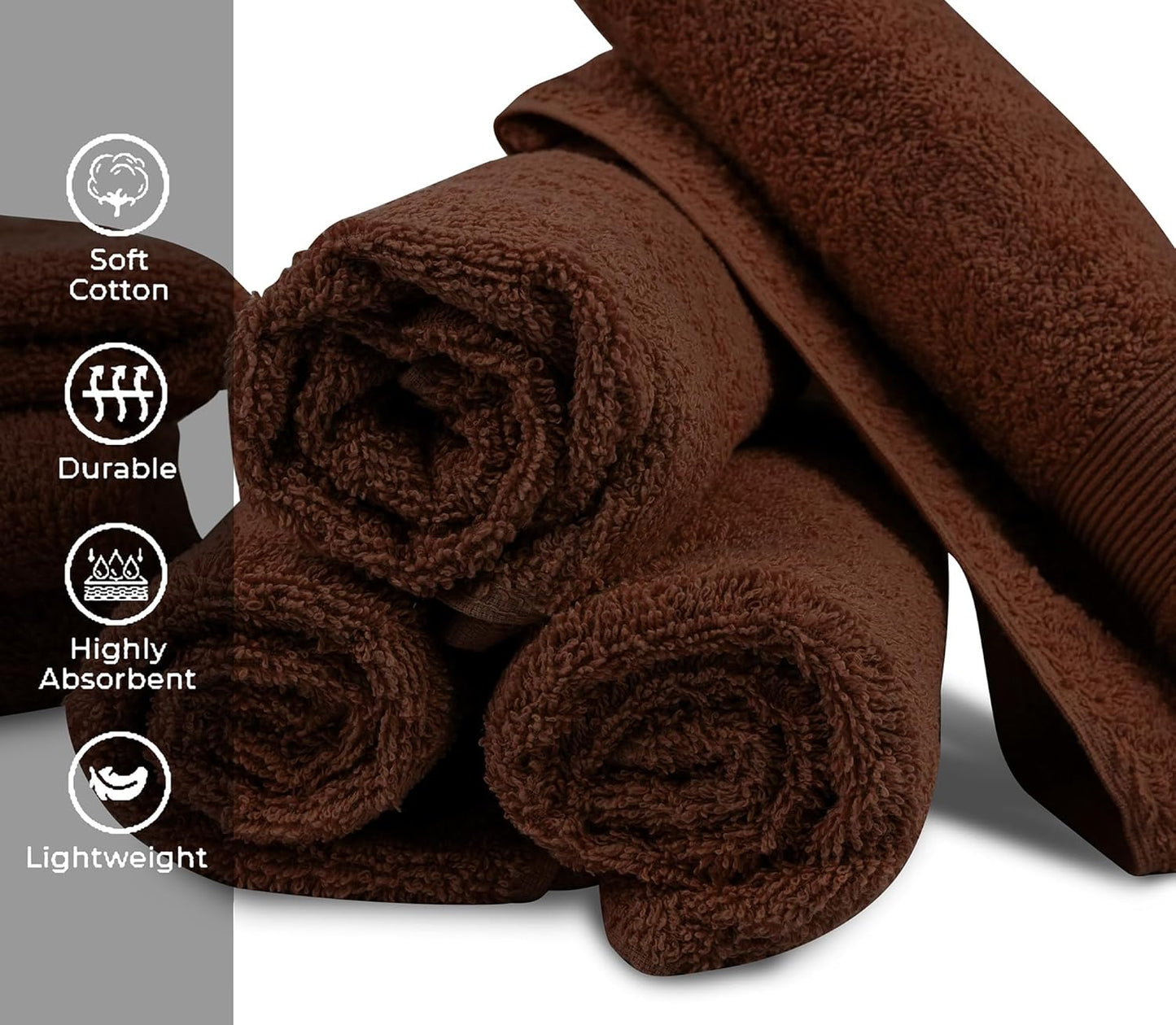 Premium Hand Towels Pack of 6 (16" x 30”) 100% Combed Ring Spun Cotton | Highly Absorbent Hand Towels Set | Ultra Soft for Home, Gym & Spa (Dark Brown)