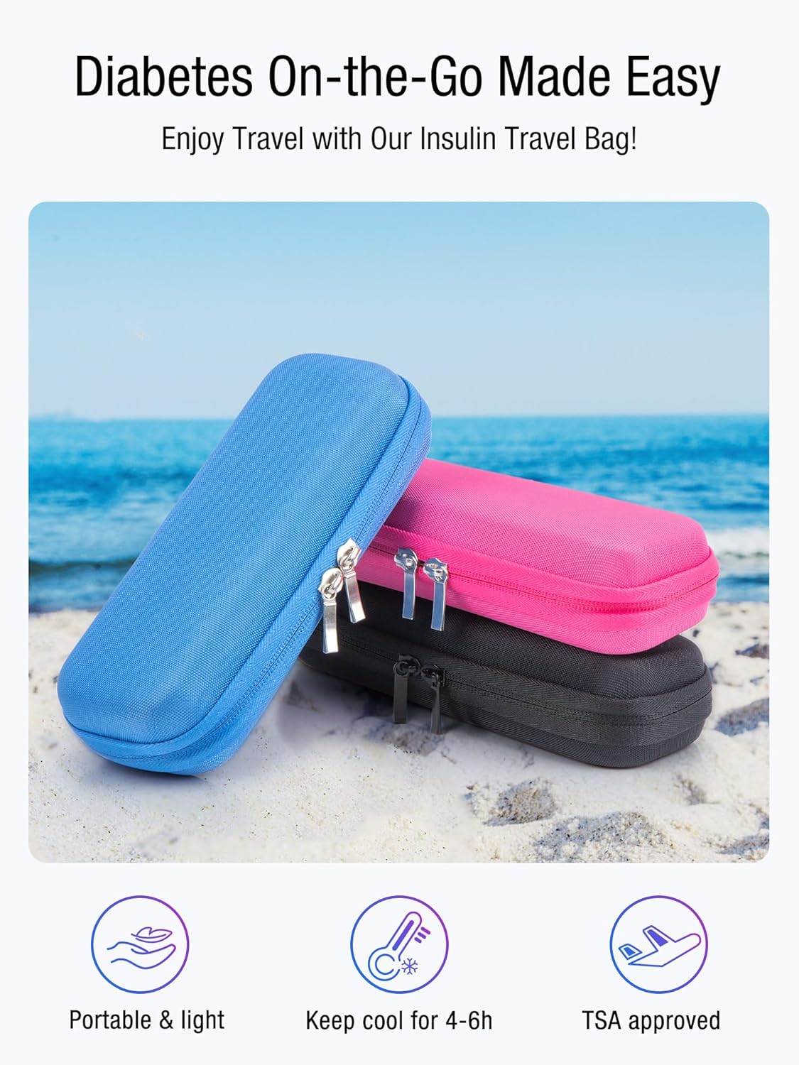 Leng Ke Insulin Cooler Travel Case with 2 TSA Approved Ice Packs - Diabetic Cooler TravelCase for Diabetic Supplies, Refrigerated Medicine Travel Case(Red)