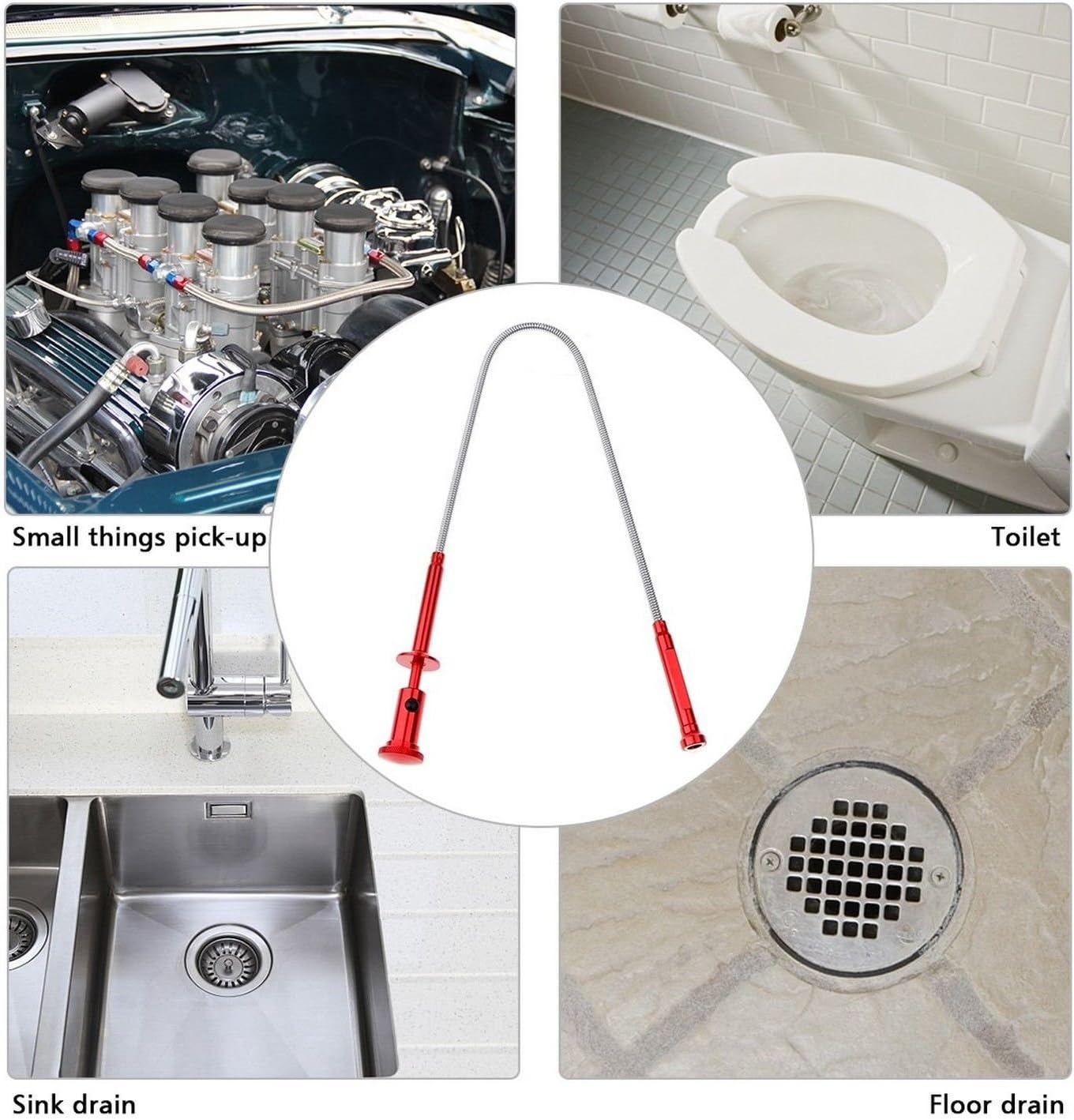 HARDK Claw Magnetic Pick-up Tool 4 Claws with Bright LED light Flexible Spring Magnet Grab Grabber Fingers Prongs for garbage pick up,arm extension