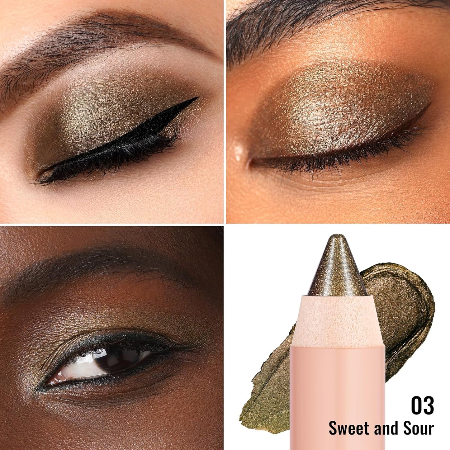 Oulac Twist-Up Eyeshadow Pencil – Waterproof Creamy Stick Blendable Texture, Vegan & Cruelty-Free Eye Makeup, 1.25g, 03 Sweet and Sour