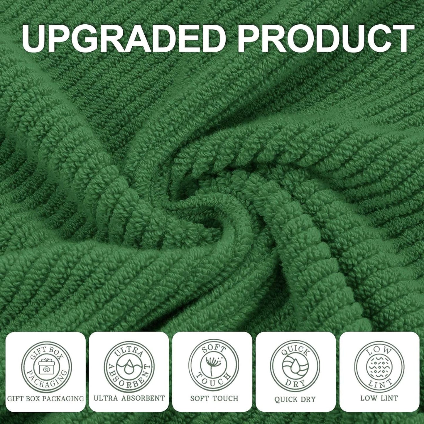 VOOVA & MOVAS Hunter Green Bath Towels, Bath Towels Set of 4, Large 30" x 56" - 100% Cotton | Quick Dry | Thick | Soft | Absorbent, Light Weight Shower Towels, Luxury Towel Gift Set