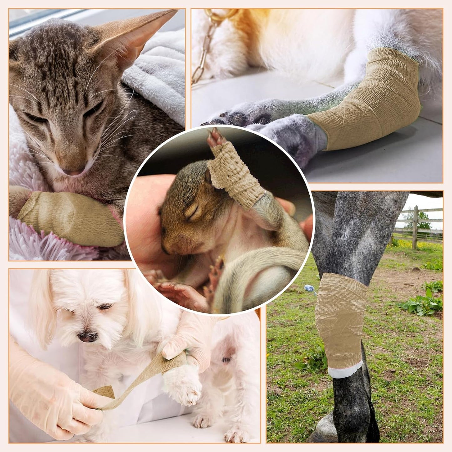 1"/2"/3" Self Adhesive Bandage Wraps, 9 Pack Skin Color Self Bandage Wrap for Wounds, Vet Wrap, Ankle Tape, Tattoo Tape Wrap, Medical Tape, Color Athletic Tape