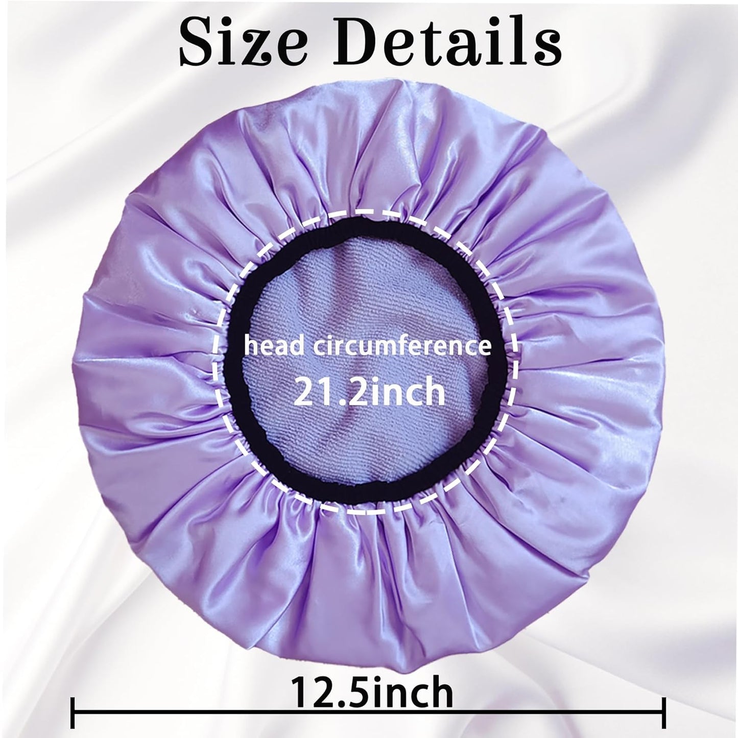 Shower Cap Reusable Waterproof, Terry Lined Shower Caps for Women, Triple Layer Hair Cap for Shower, Large Plastic Shower Cap for Braids Long Hair