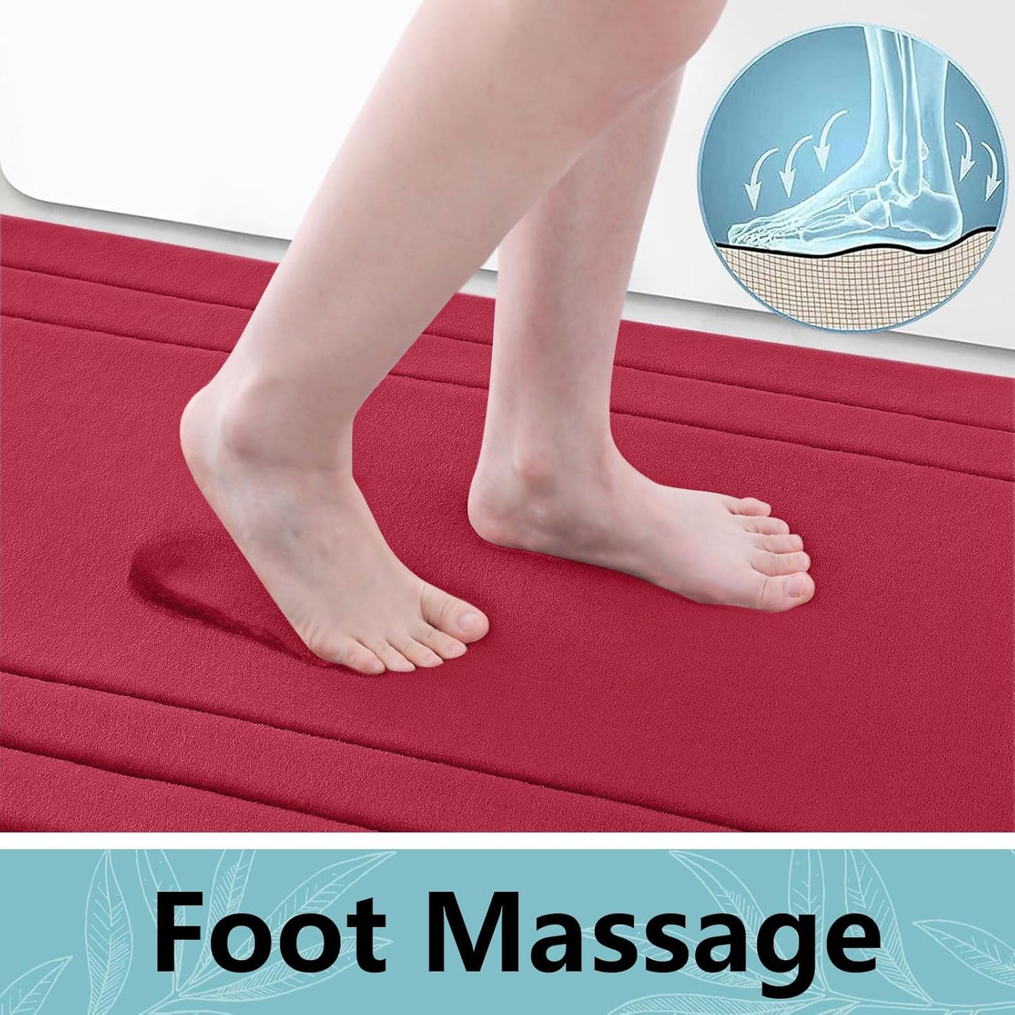 Arotive Memory Foam Bathroom Rug Mat 70x24, Ultra Soft and Absorbent Bath Mat, Machine Wash Dry, Comfortable Bath Rug Carpet for Bathroom Floor, Tub and Shower, Red