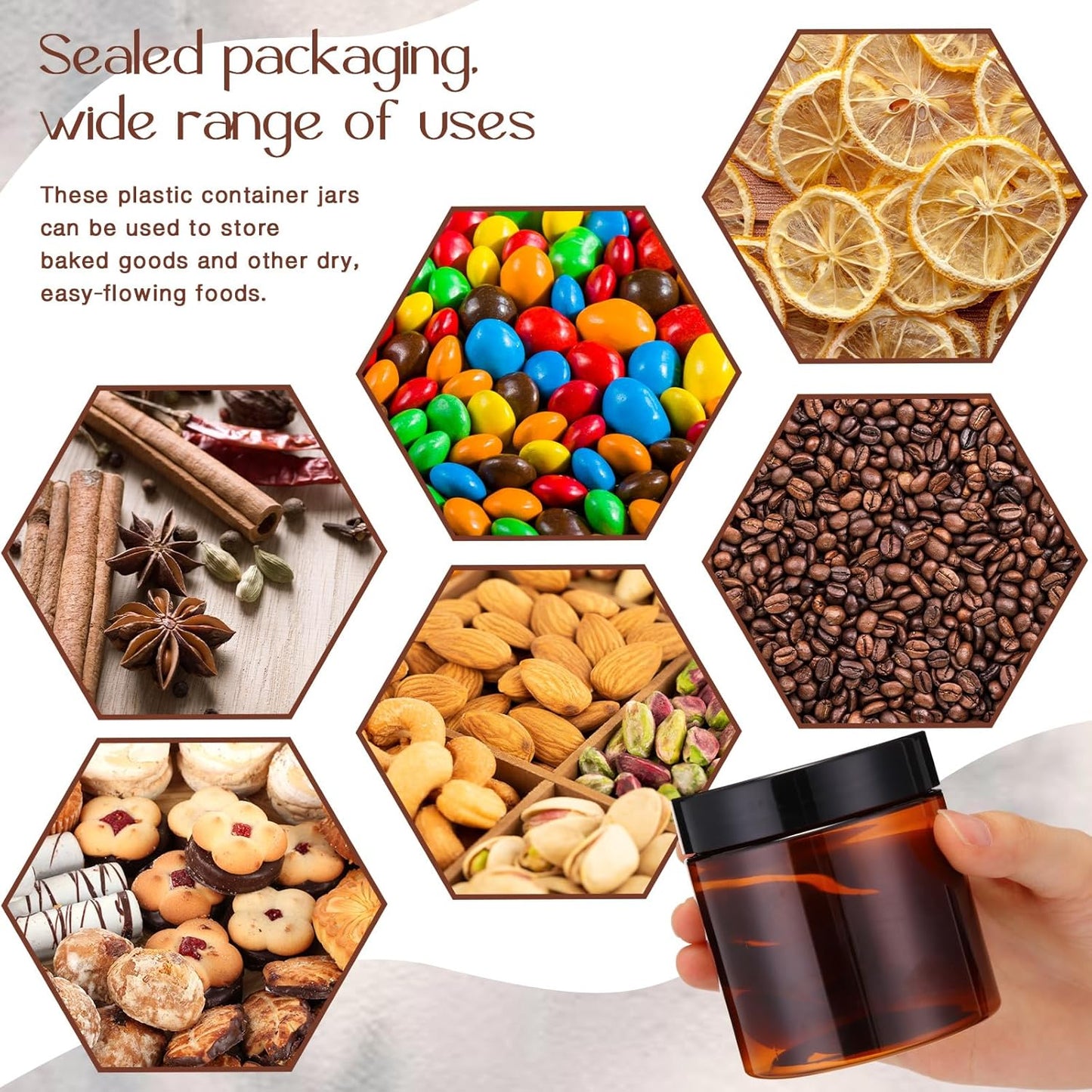 SATINIOR 12 Pack 8 oz Plastic Container Jars with Lids Round Clear Travel Cosmetic Container Slime Jars for Toiletries, Lotion, Cream, Ointments, Makeup, Rhinestone, Samples, Kitchen Storage(Amber)
