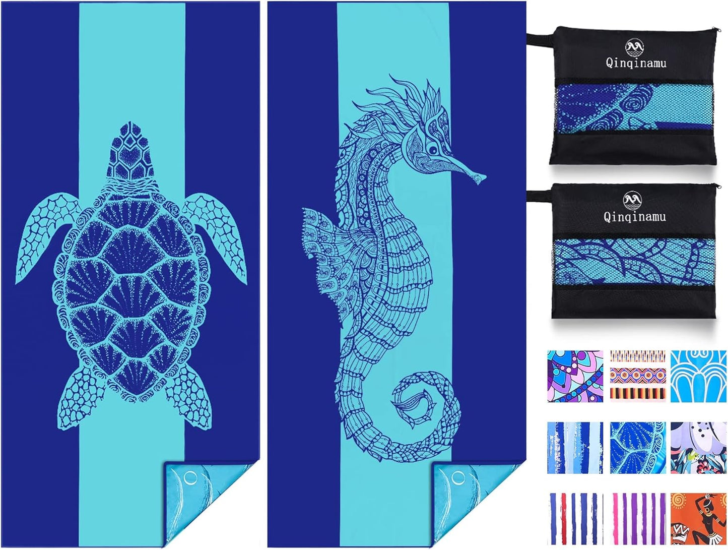 2 Pack Microfiber Lightweight Beach Towel 71"x32" Oversized Extra Large Thin Sand Free Towels Travel Swim Pool Yoga Gym Camping for Adults Women Men Beach Essentials Accessories Vacation Gift