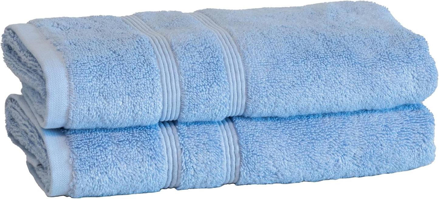 Mosobam Luxury Turkish Set of 2 Hand Towels 16X30 Allure Blue 700 GSM Bamboo Viscose & Aegean Turkish Combed Cotton