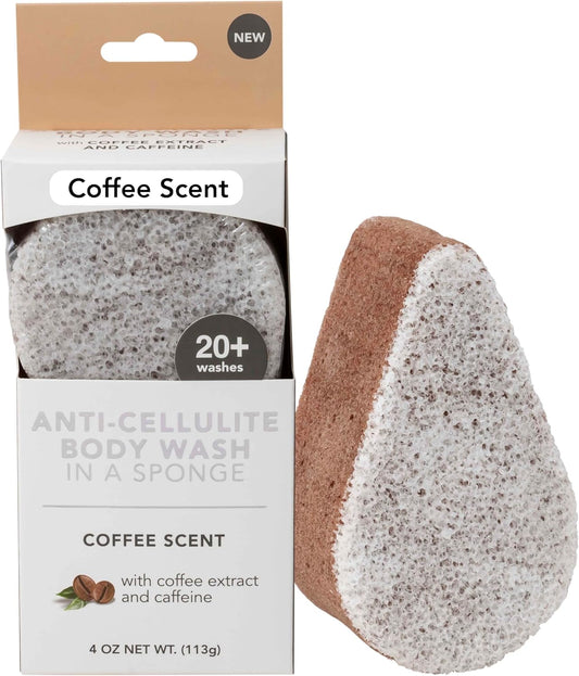 Spongeables Anti Cellulite Body Wash in a 20+ Wash Sponge, Coffee, 1 Count