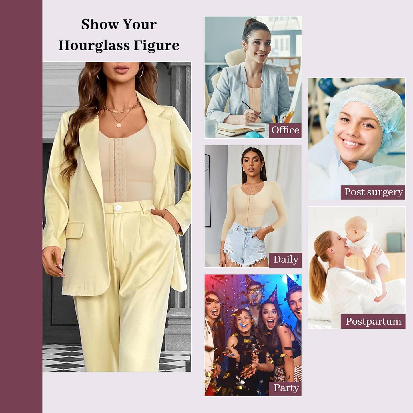 RDSIANE Waist Slimming Girdles Tummy Control Body Shaper Waist Trainer Bodysuit With Arms Compression For Post Surgery